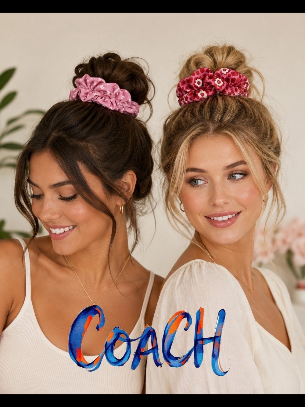 COACH Country Club Floral Print Hair Ties 2pk NWT